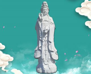 普度眾生、救苦救難的觀世音菩薩石雕像