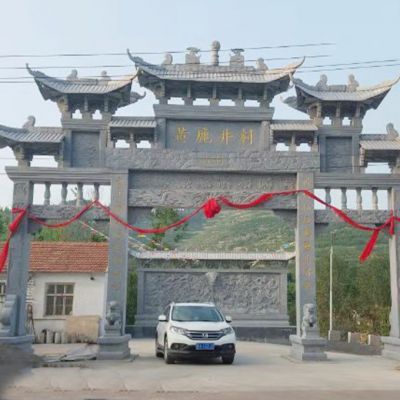 古村大門(mén)一門(mén)門(mén)樓效果圖-徽州古鎮(zhèn)石大門(mén)單門(mén)門(mén)樓圖片