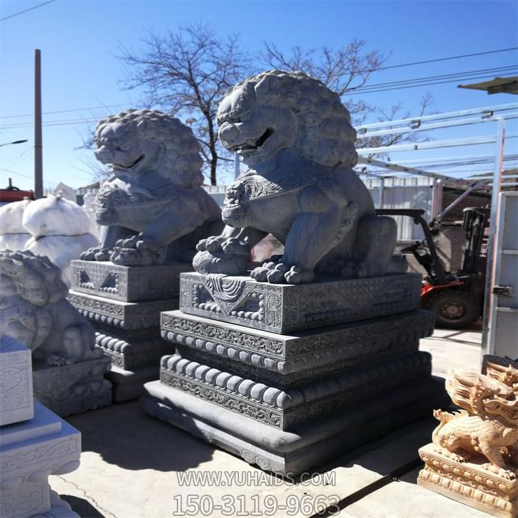 鎮(zhèn)宅招財(cái)景區(qū)古建青石石獅子 園林動物石雕擺件雕塑