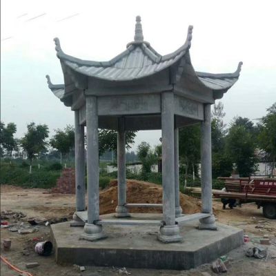 復(fù)古石雕涼亭 大理石園林古建六角涼亭