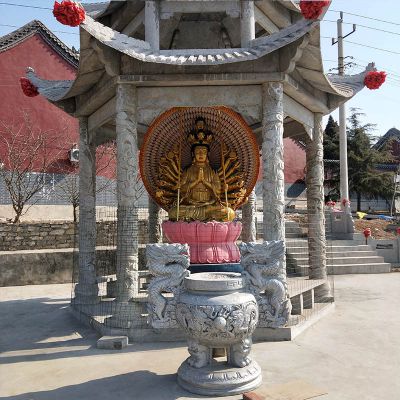 寺廟戶(hù)外景區(qū)擺放神像青石浮雕涼亭雕塑