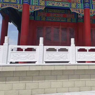 漢白玉石材浮雕荷花仿古建筑寺院防護(hù)欄桿