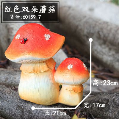 樹脂可愛(ài)童趣胖胖的紅色雙朵蘑菇雕塑