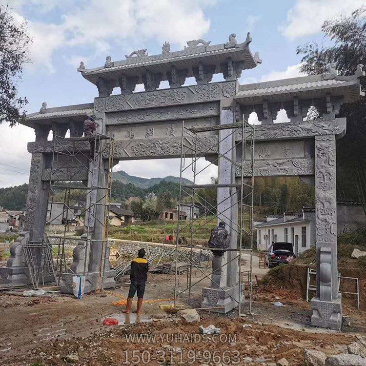 古建寺廟大型景區(qū)新農村村口石牌坊雕塑