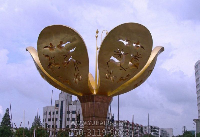 城市不銹鋼大型紫荊花景觀花朵雕塑