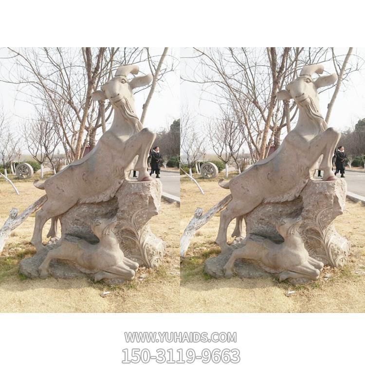 大理石石雕戶外公園動物景觀山羊雕塑