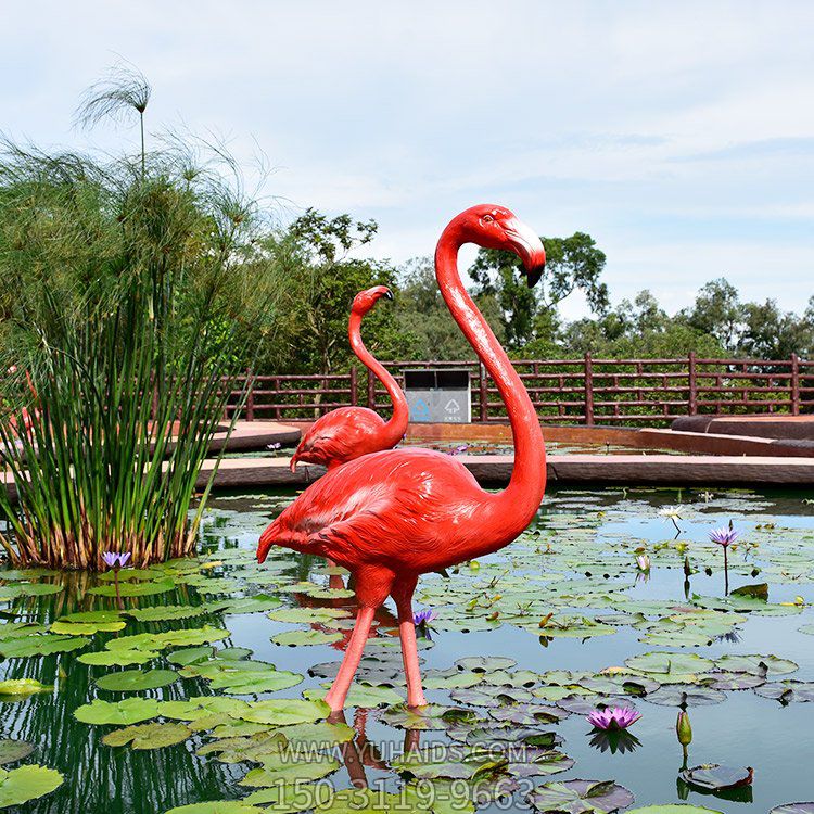 玻璃鋼火烈鳥(niǎo)，仿生火烈鳥(niǎo)雕塑