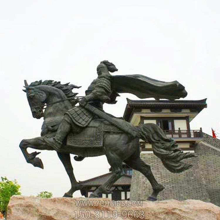 玻璃鋼趙云騎馬雕像 古代將軍戶外景觀人物雕塑