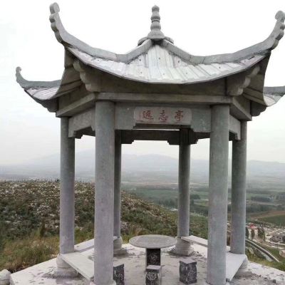 景區(qū)寺院山頂擺放六角休息涼亭