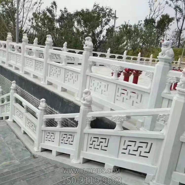 漢白玉浮雕鏤空花紋寺廟樓梯臺階裝飾欄桿欄板雕塑