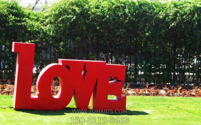 公園玻璃鋼彩繪love示愛(ài)愛(ài)情雕塑