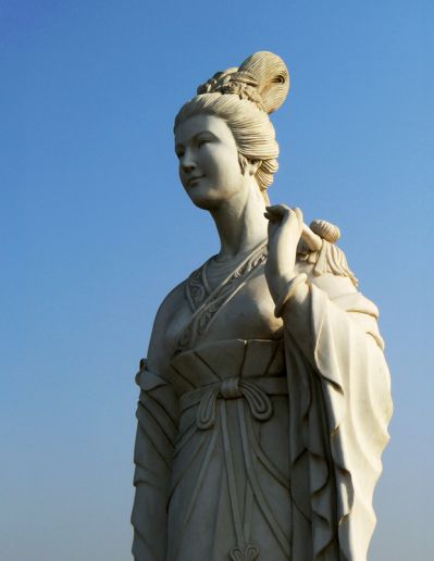 十二花神之九月菊花龐蘇漢白玉古代美女雕像