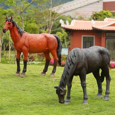 園林玻璃鋼仿銅園林動物景觀馬雕塑