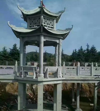 公園造景裝飾青石仿古建筑復(fù)頂休息涼亭