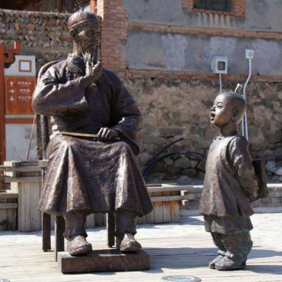 玻璃鋼仿銅公園回答問題兒童景觀人物雕塑