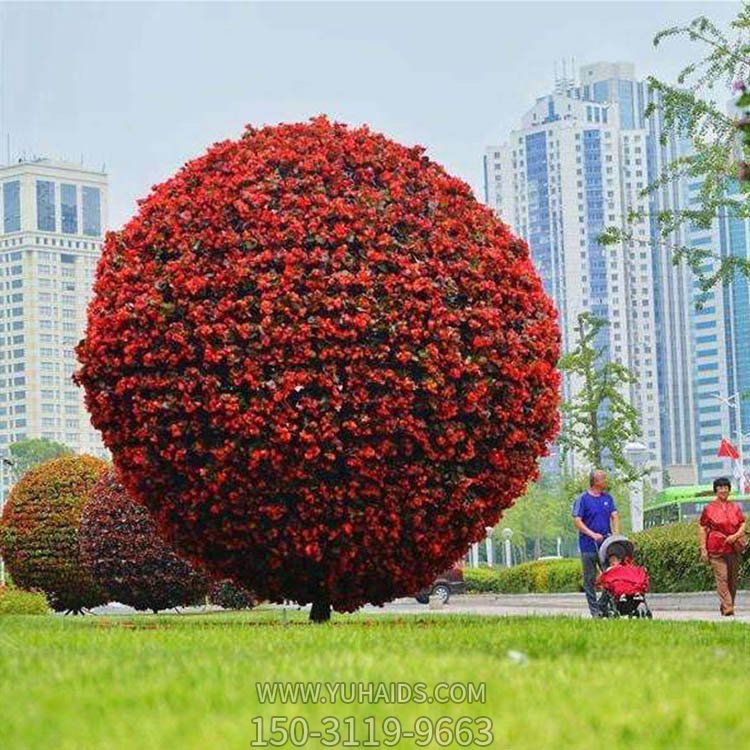 廣場(chǎng)街道人造花球樹(shù)綠植擺件雕塑