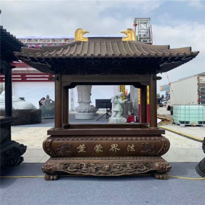 寺院景區(qū)長(zhǎng)形仿古建筑寶蓋香爐