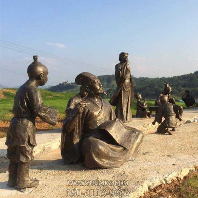 戶外公園玻璃鋼仿銅古代人物景觀雕塑