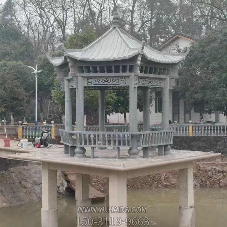 公園景點(diǎn)擺放花崗巖單層休息涼亭雕塑