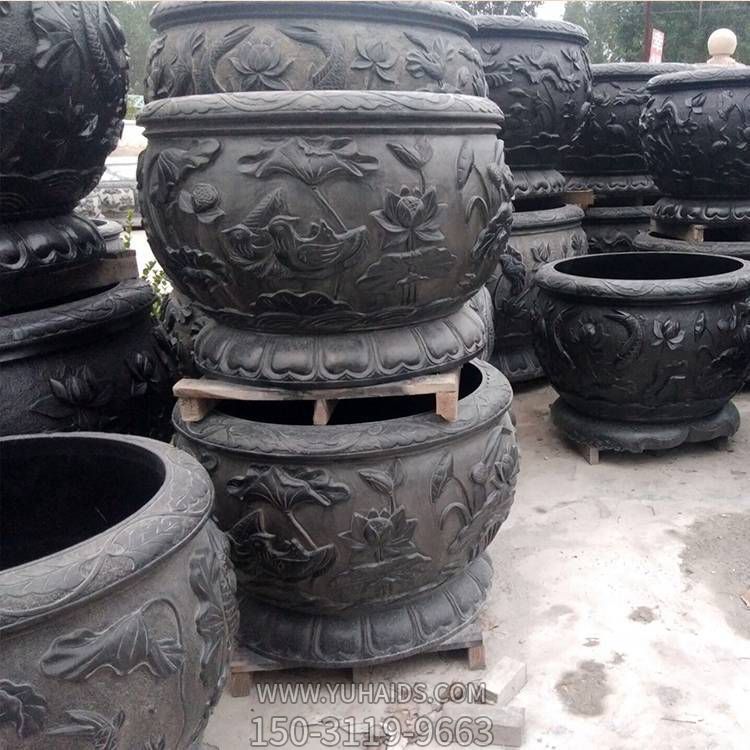 大理石雕刻荷花仿古養(yǎng)魚(yú)水缸庭院裝飾擺件雕塑