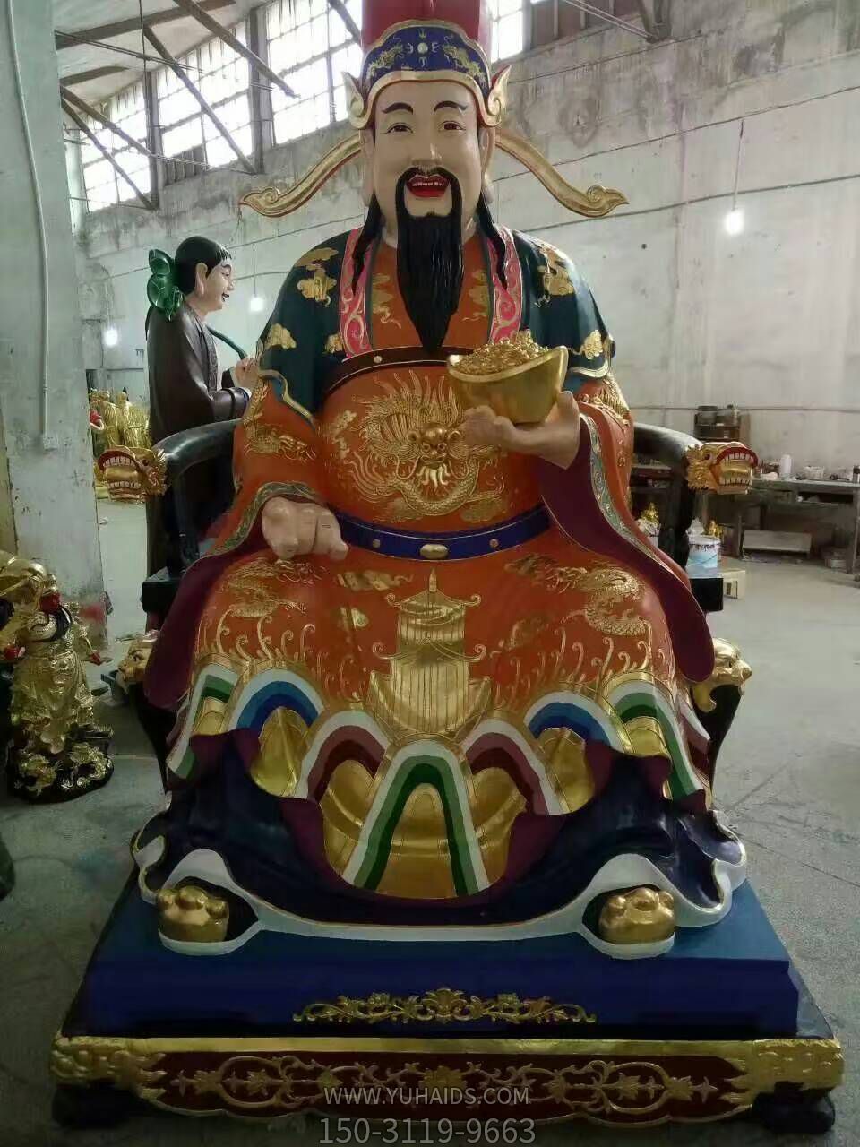 招財進(jìn)寶財神銅雕寺廟供奉財神雕塑