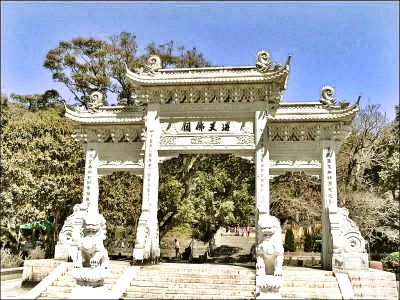 大理石芝麻白寺廟山門石雕牌坊