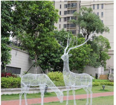 公園鏤空創(chuàng)意戶外園林景觀梅花鹿雕塑